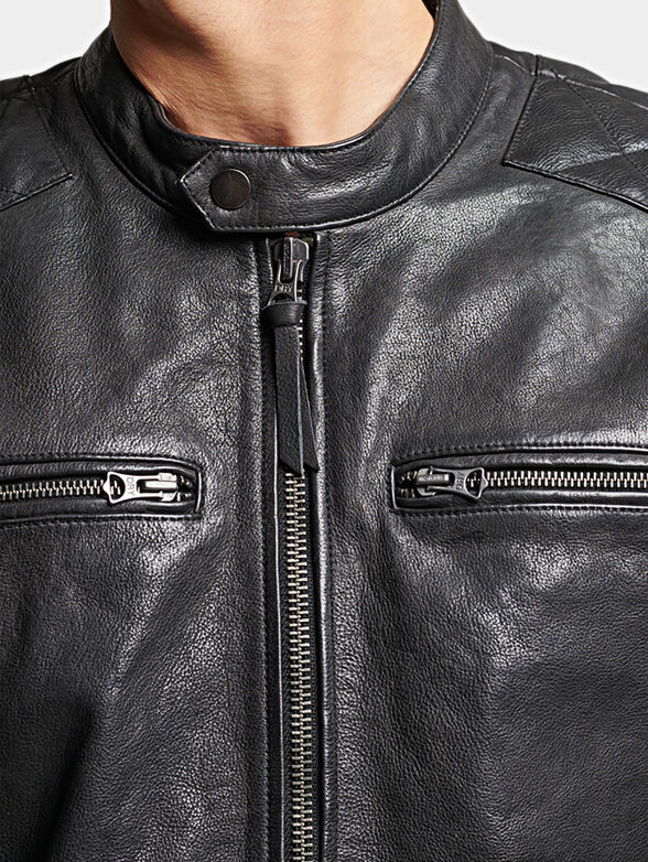 Leather biker jacket - 4