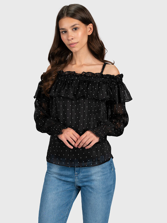 Black blouse with polka dot print - 1