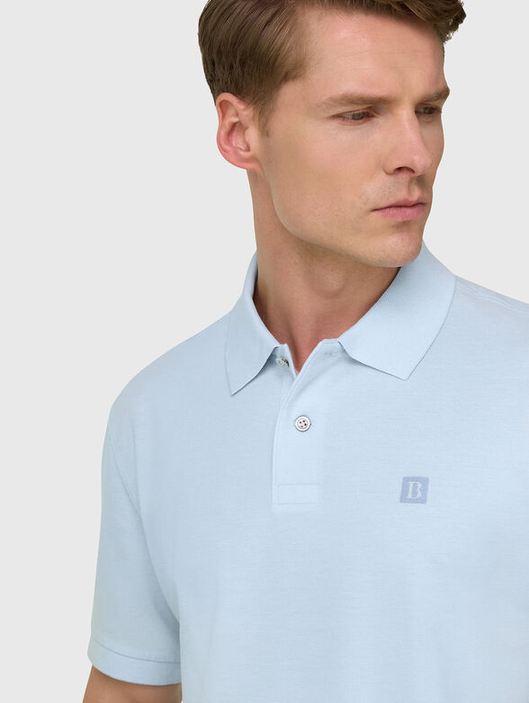 Light blue pique polo shirt - 4
