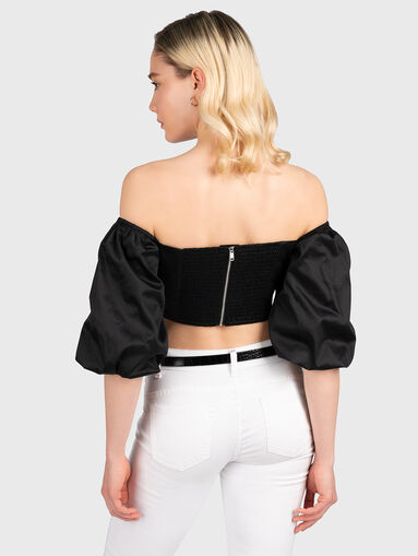 Black puff sleeve crop top - 3