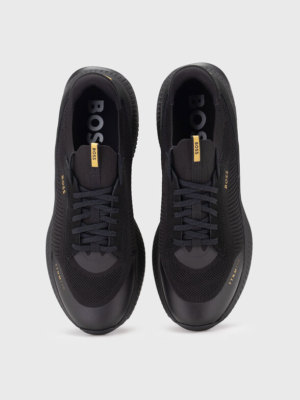 Black sports shoes with logo - 6