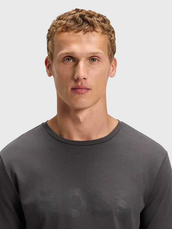 Gray T-shirt with logo print - 4