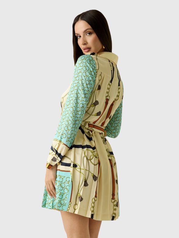 Pleated mini dress with belt - 2