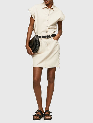 LILLY LACE denim skirt with accent ties - 5