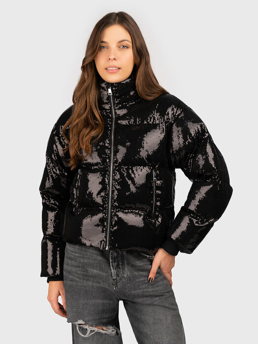 Black jacket with appliqued sequins
