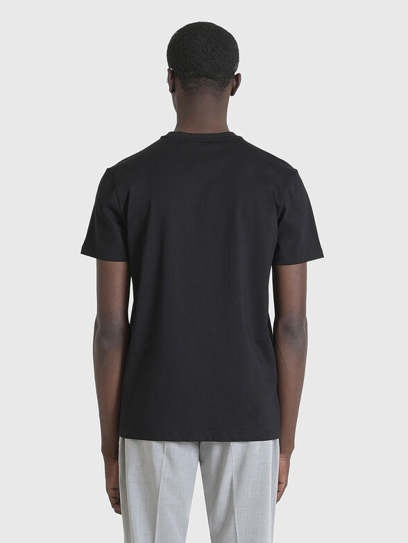 Cotton T-shirt in black with oval neckline  - 2