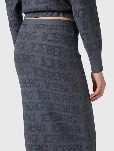 Wool blend skirt with monogram logo - 3