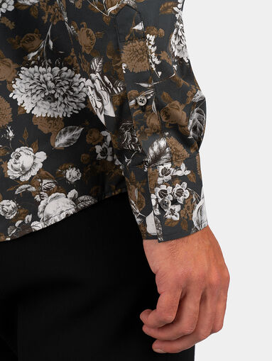 Cotton shirt with floral print - 5