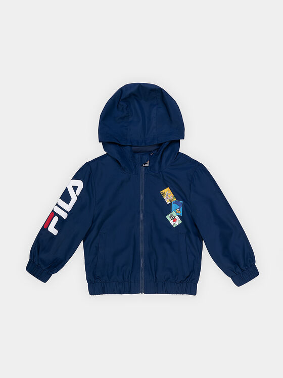 LYCHEN dark blue hooded jacket with print - 1