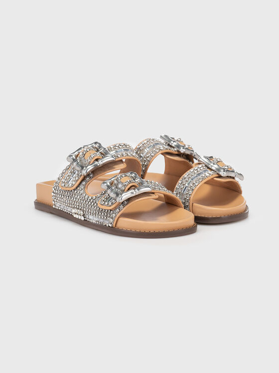 Slippers with appliquéd rhinestones - 2