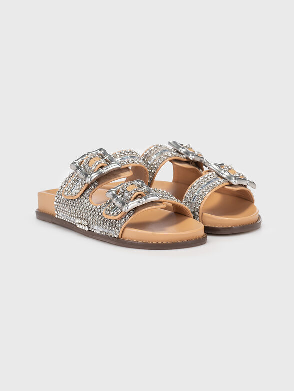 Slippers with appliquéd rhinestones - 1