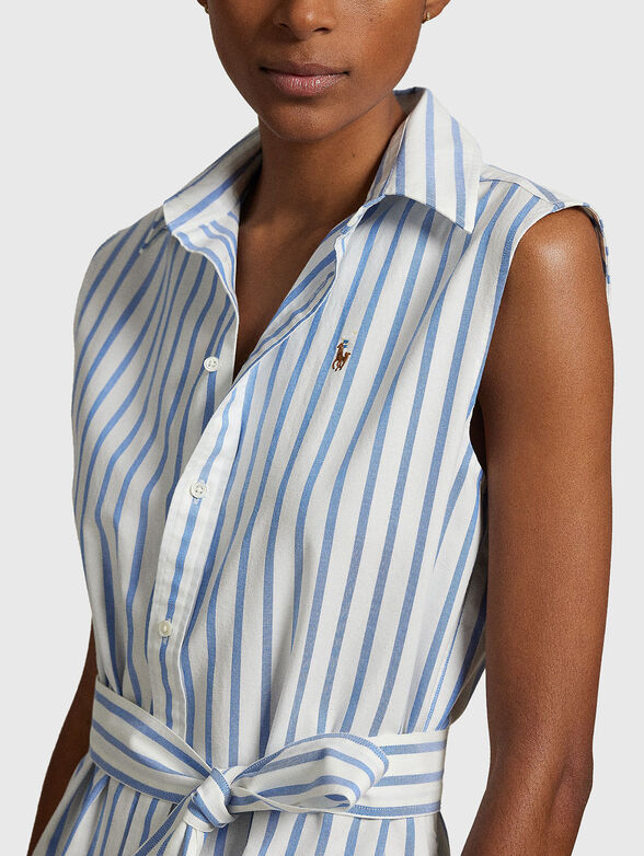 Striped shirt dress with belt - 4