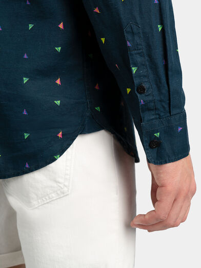 COLLINS Linen shirt with geometric print - 2
