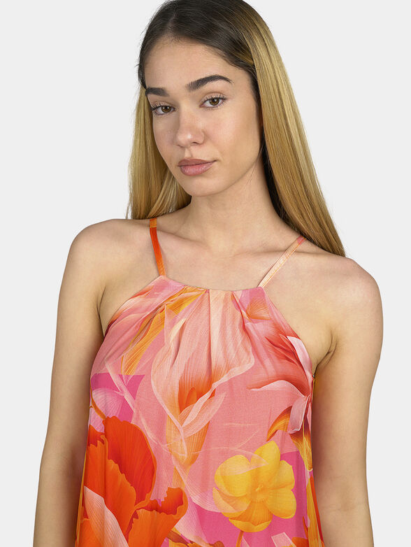 Silk chiffon dress with floral print - 3