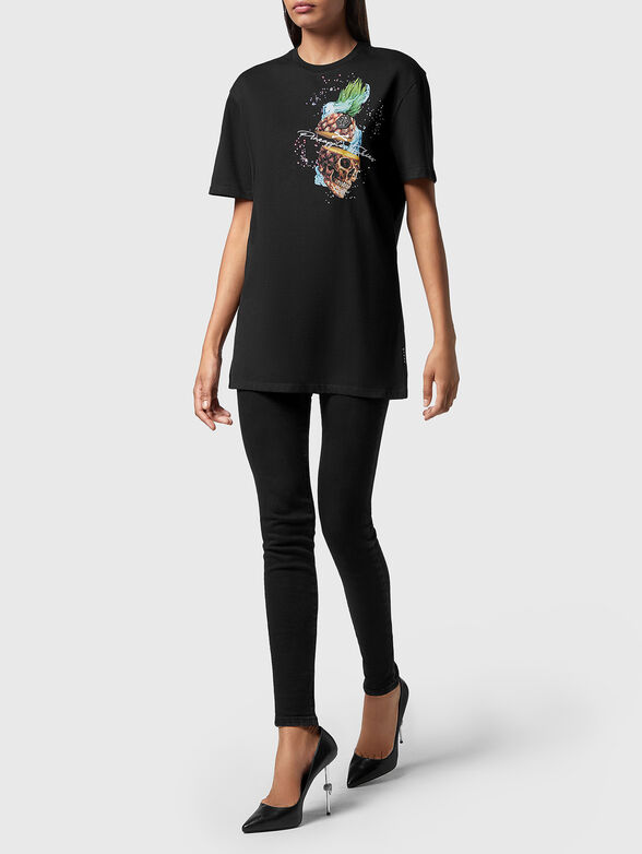 Cotton T-shirt with contrasting print - 4