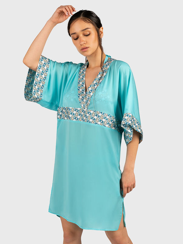Turquoise V-neck kaftan - 1
