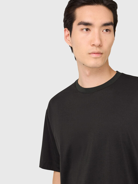Black cotton blend T-shirt  - 4