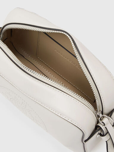 Leather crossbody bag with logo in black - 5