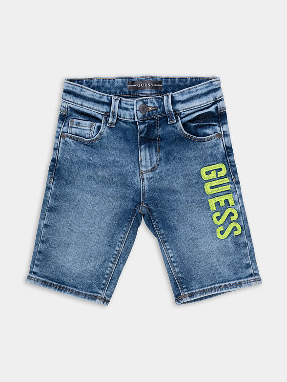 Denim shorts with logo embroidery - 1
