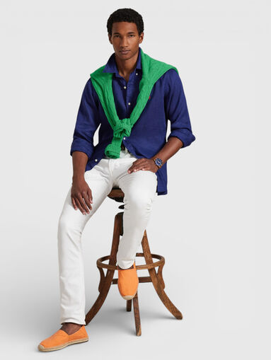 Navy blue linen shirt - 5