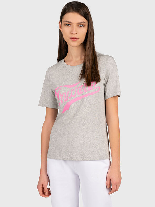 Grey T-shirt with logo print - 1