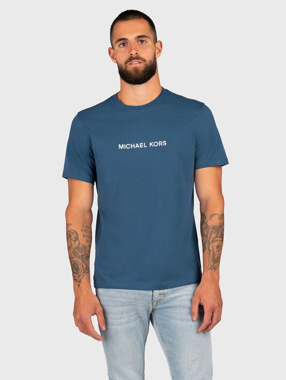 Blue T-shirt with accent print on the back - 1
