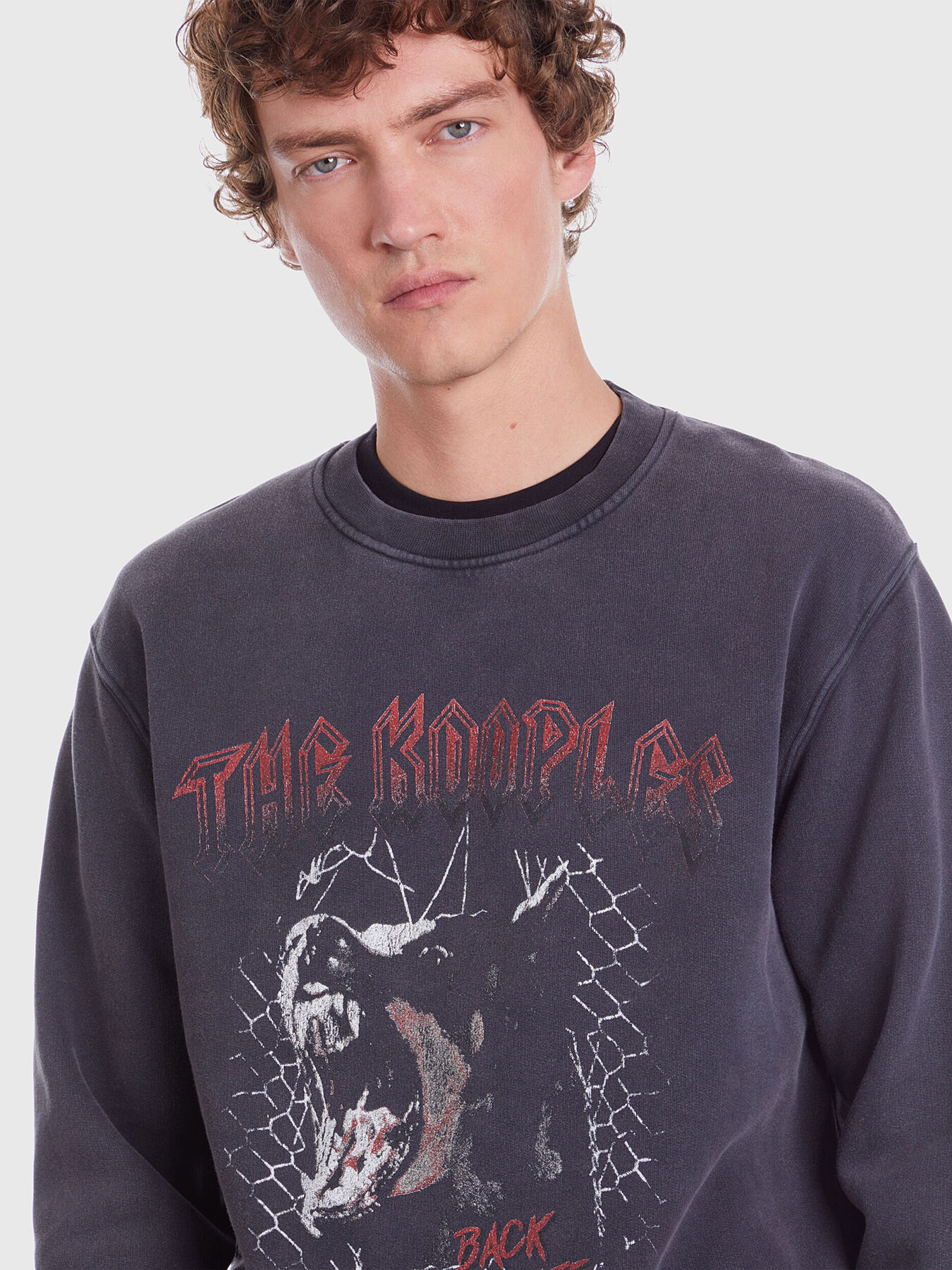 ★22-23FW新作★WKNDRS★TG SWEATSHIRT Women's Spiderweb Print Graphic Sweatshirt - Charcoal Gray