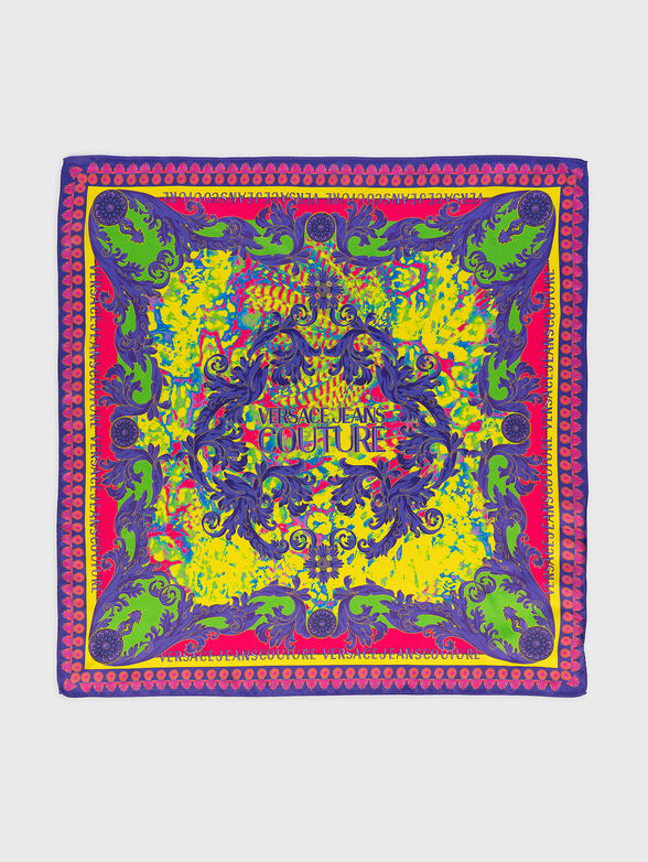 Square satin scarf with print - 2