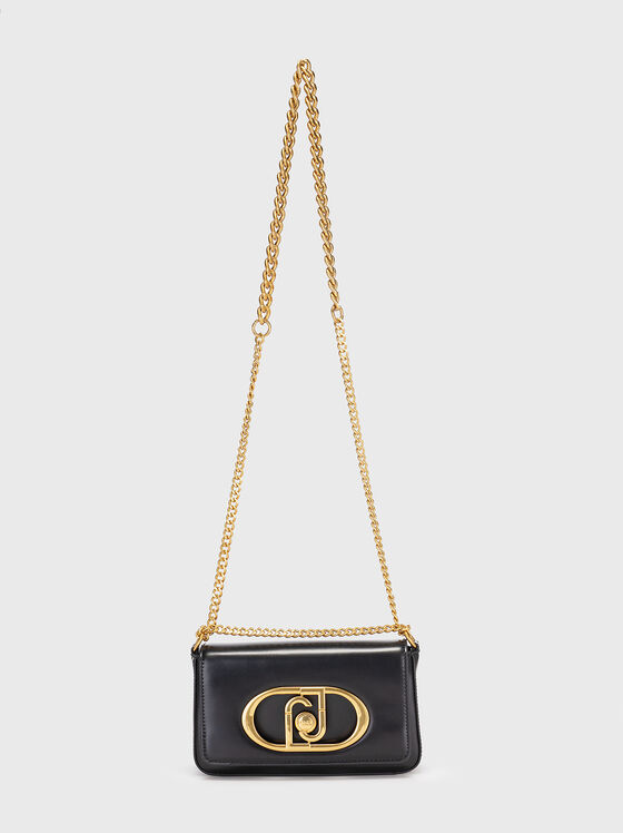 Черна чанта с контрастен лого акцент - 2