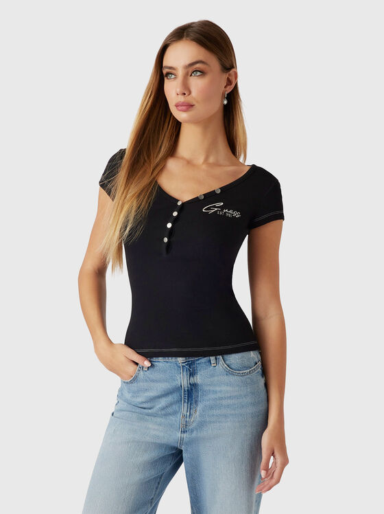 HENLEY OLYMPIA rib knit top - 1
