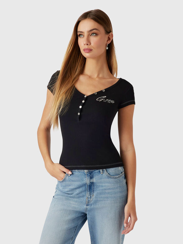 HENLEY OLYMPIA rib knit top - 1