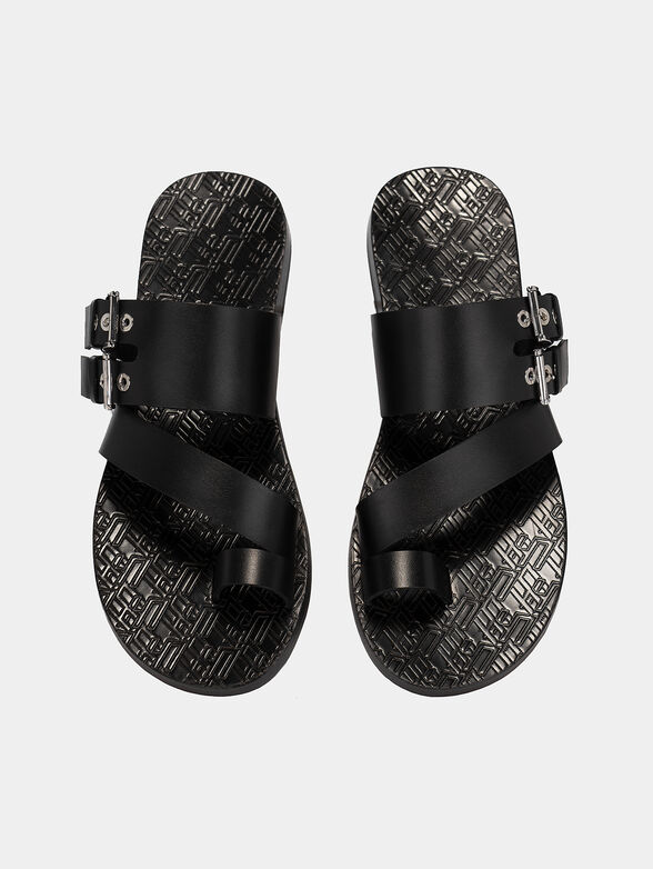 Leather slides with silver buckles - 6