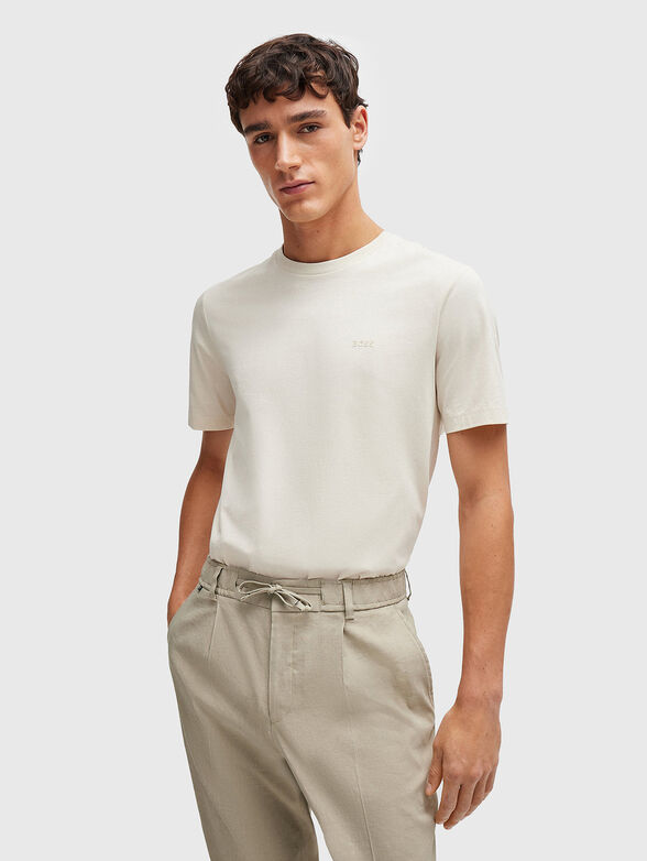 Beige cotton T-shirt - 1