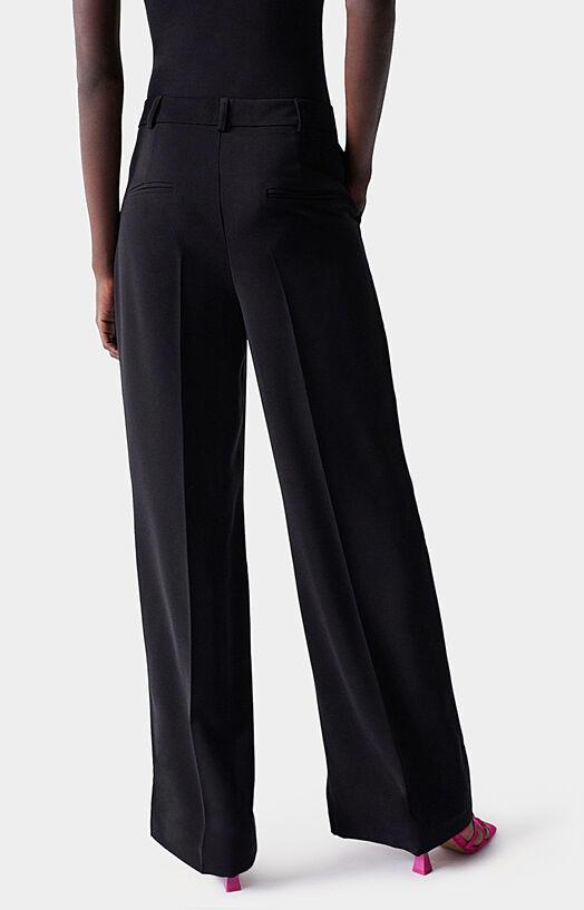 Черен панталон с висока талия и широки крачоли - 2