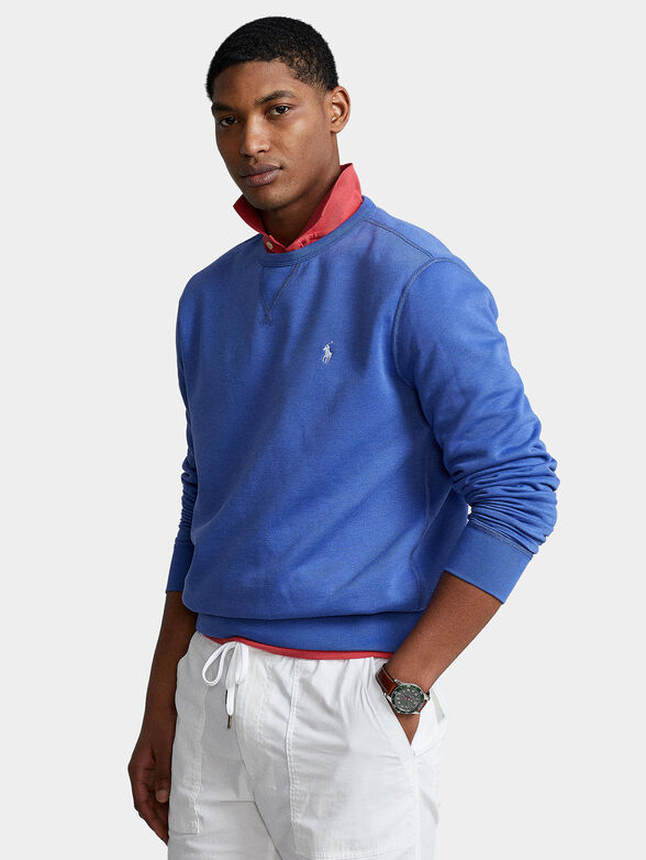 Blue sweatshirt with logo embroidery - 1