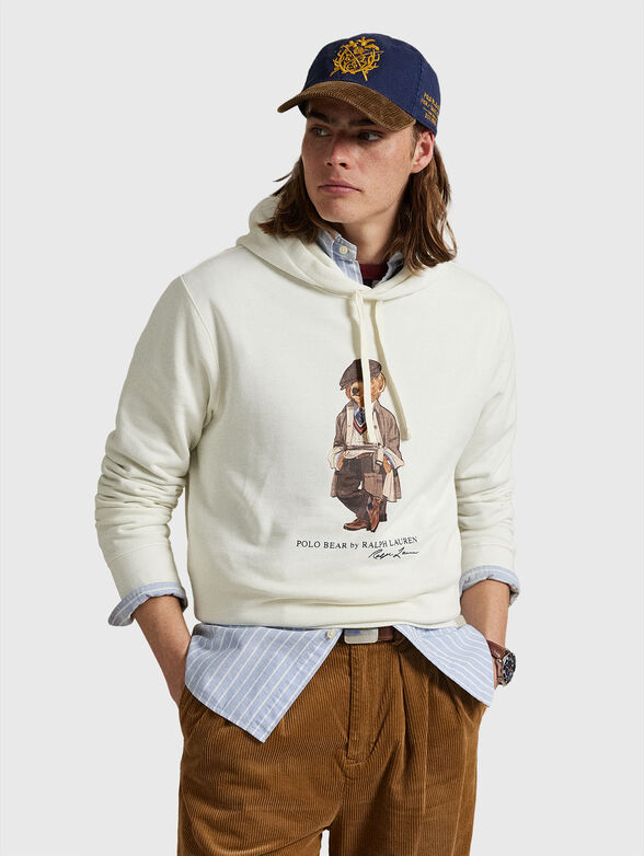 Cotton sweatshirt with hood and Polo Bear print - 1