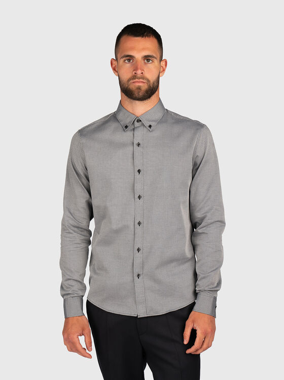 Памучна риза DOBBY с дълъг ръкав - 1