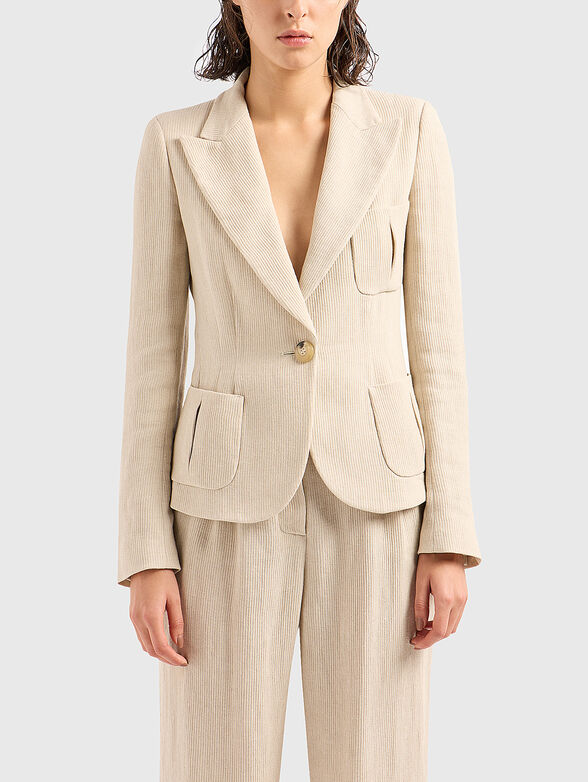 Textured jacket in beige colour - 1