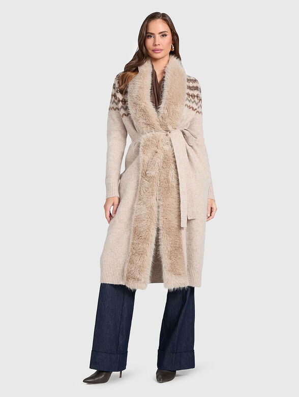 AKILAH wool blend cardigan with accent collar - 1