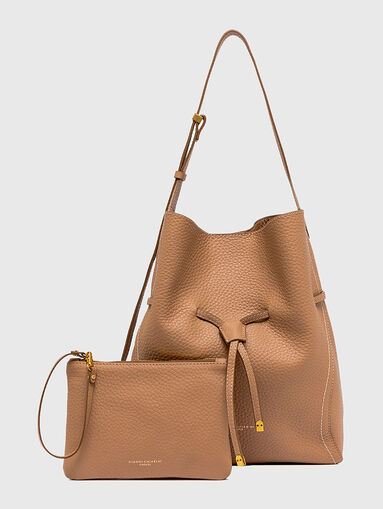 SIENNA leather bag in beige - 4
