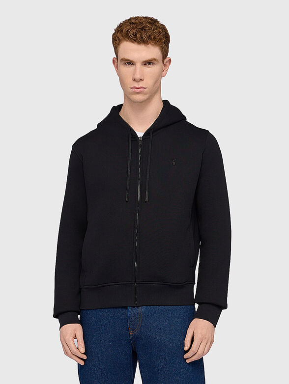Cotton sweatshirt with hood and zip - 1