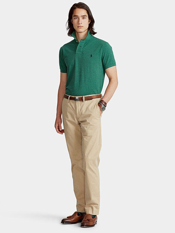 Green cotton polo-shirt  - 4