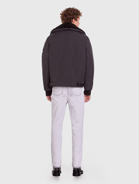 Jacket with faux fur collar in black  - 3