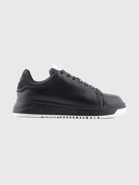Black leather sport shoes - 1