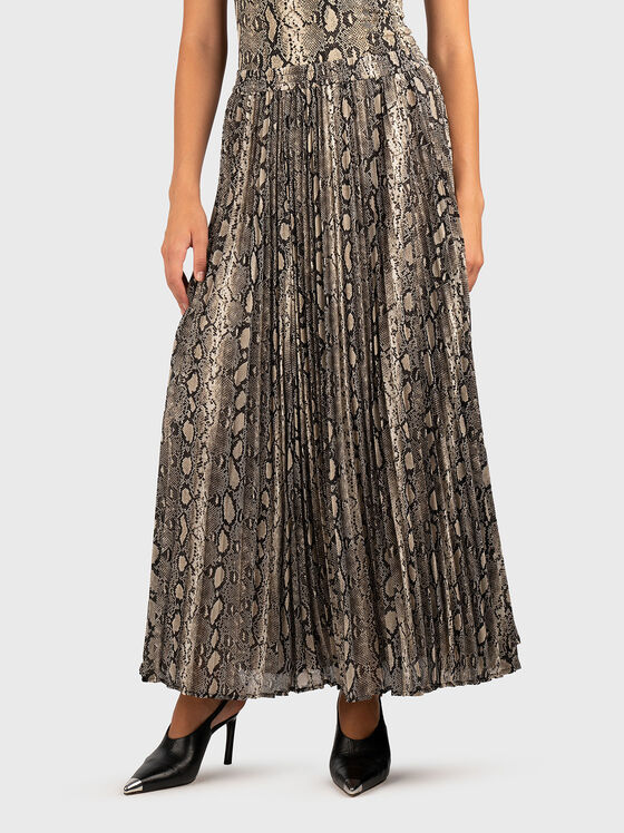 Pleated maxi skirt with animal print - 1