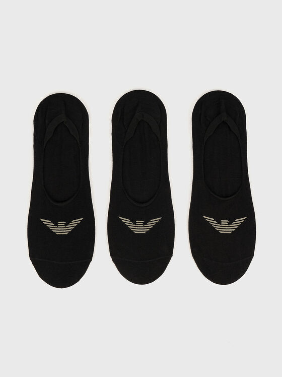 Комплект от три чифта памучни чорапи в черно - 1