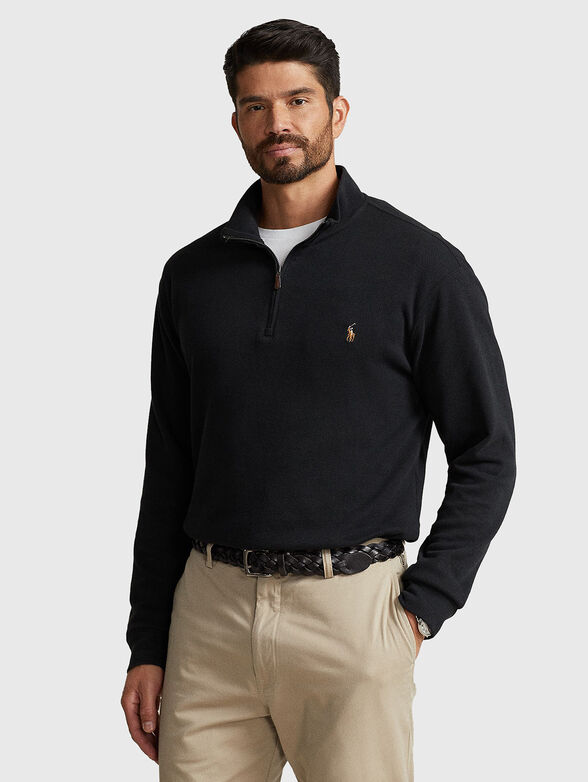 Cotton sweater with zip - 1