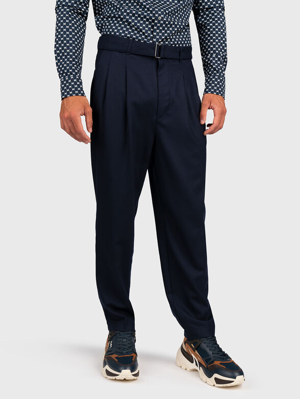Dark blue trousers with belt - 0
