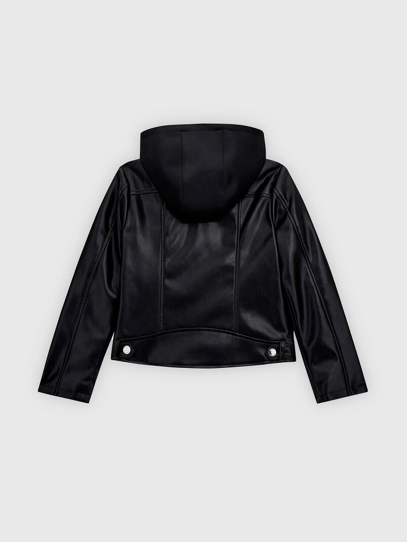 Eco leather jacket with hood  - 3