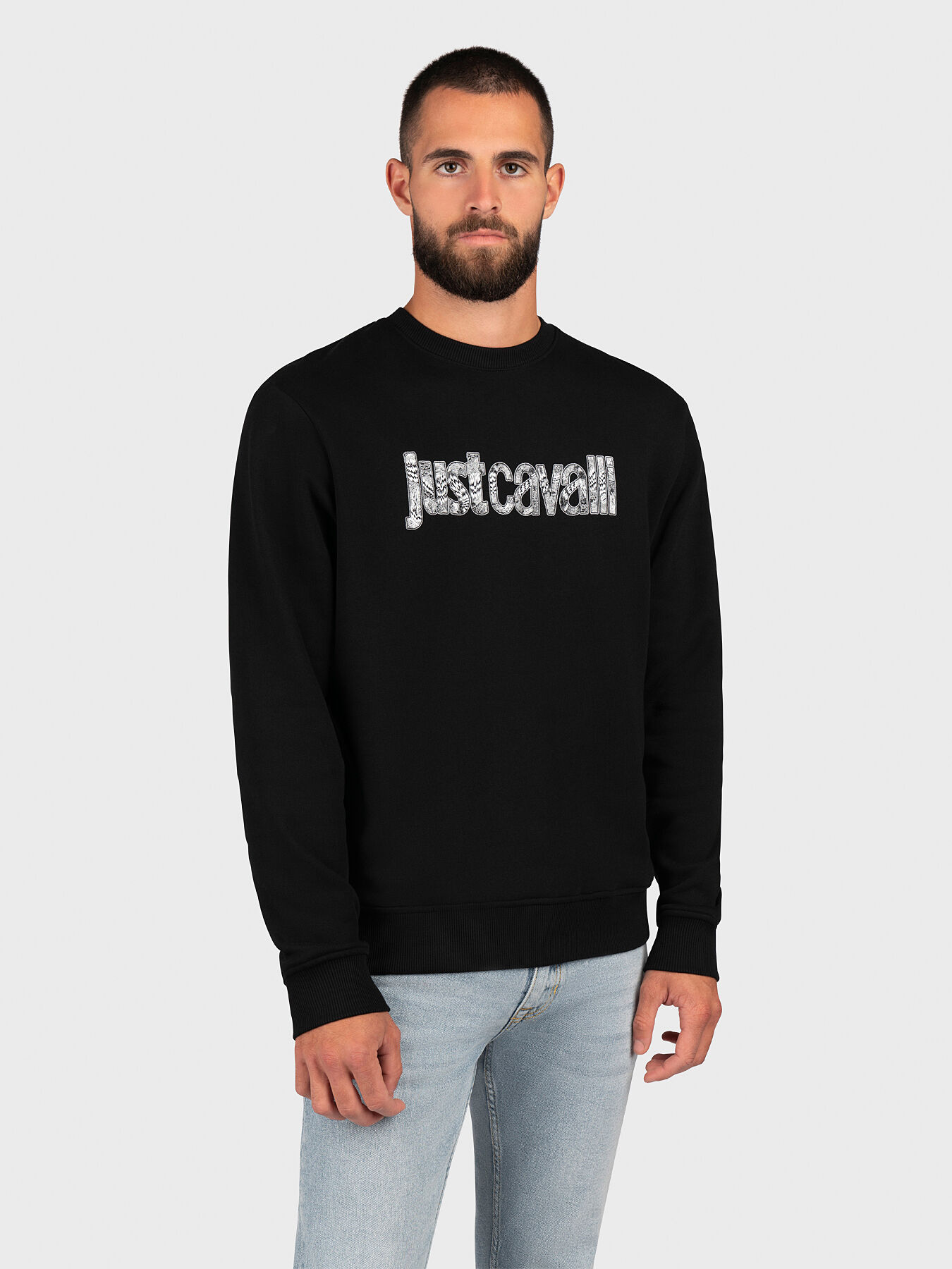 Cotton sweatshirt with logo inscription brand Just Cavalli Globalbrandsstore en